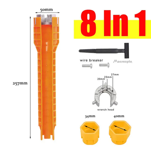 8-in-1 or 5-in-1 Flume Wrench Sink Faucet Plumbing Tools